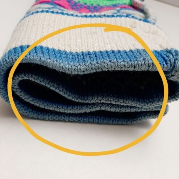 Retro 80's MURRAY MERKLEY 100% Wool Intarsia Geo Pattern Knit Beanie Hat Pom-Pom - Picture 16 of 16